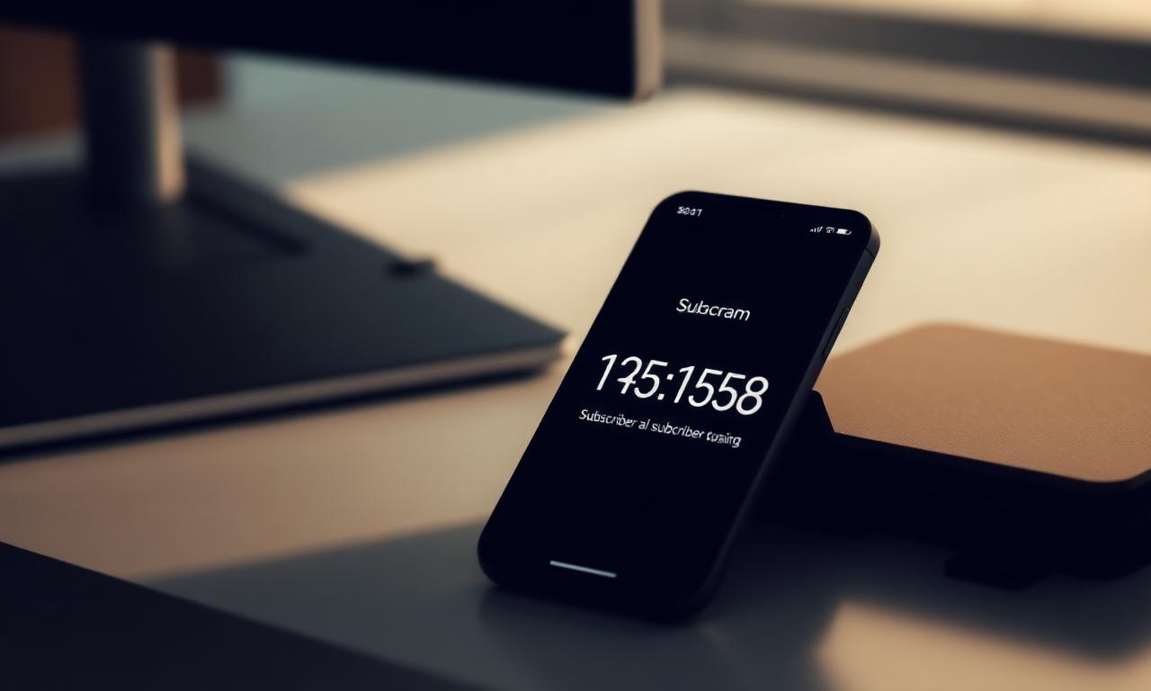 A smartphone on a desk showing a Telegram channel subscriber count climbing in real time
