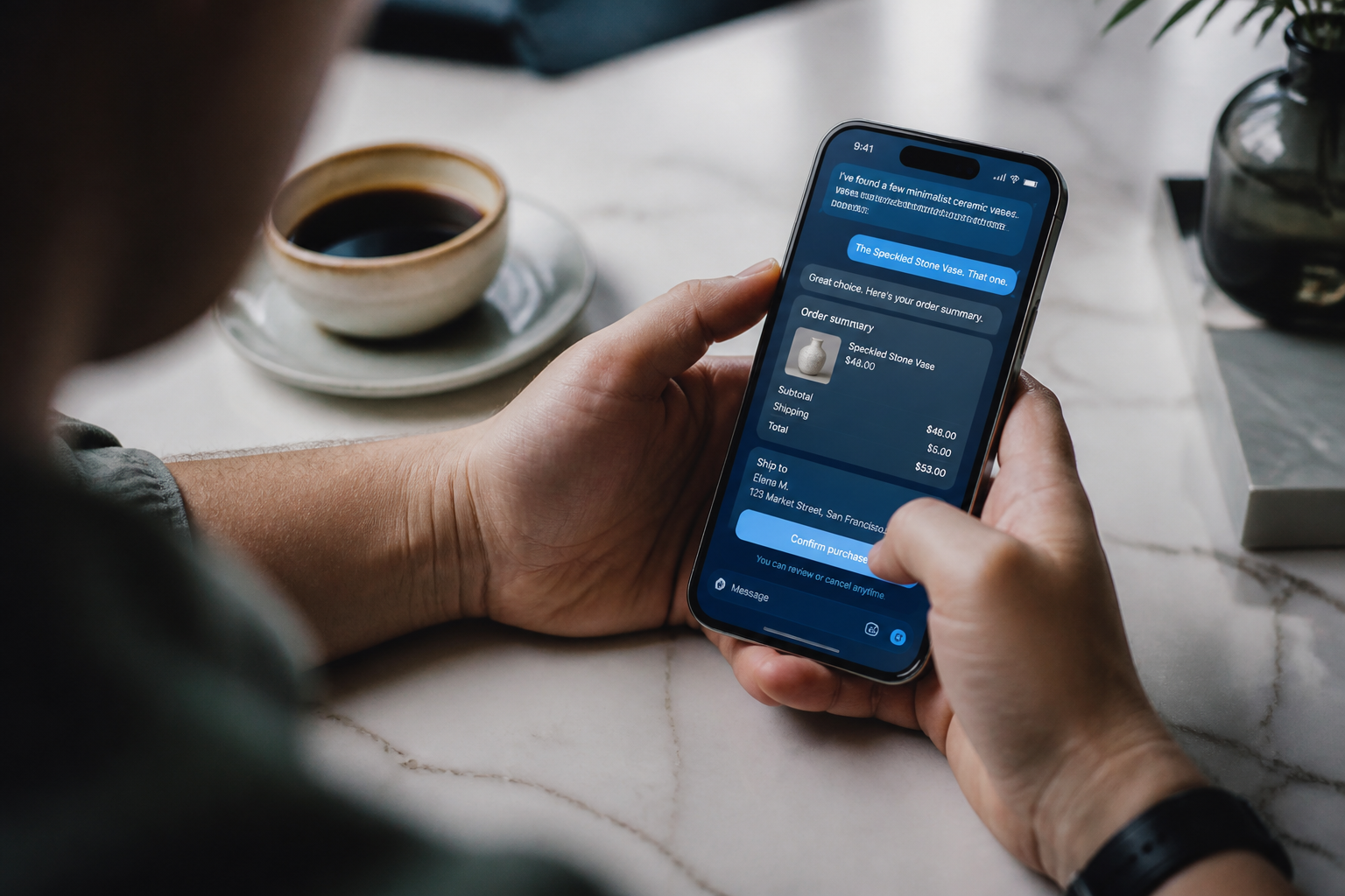 Editorial photograph illustrating: Shopify chatbot vs agentic checkout: what changed in 2026