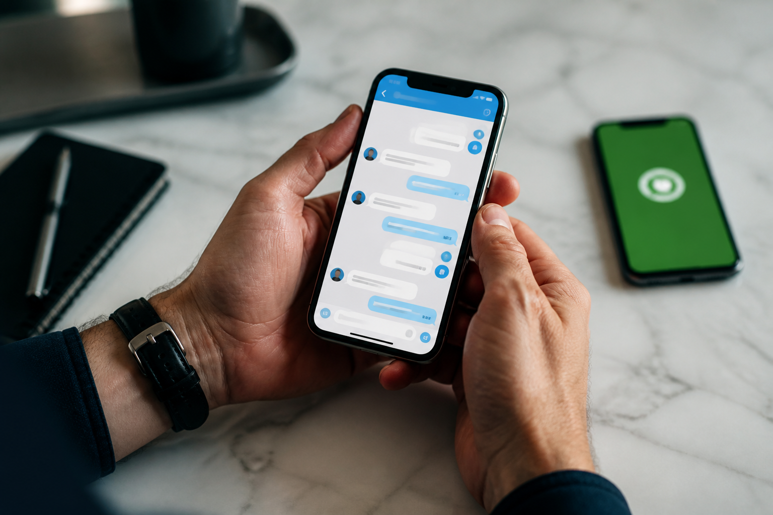 Editorial photograph illustrating: WhatsApp vs Telegram for business in 2026: full comparison