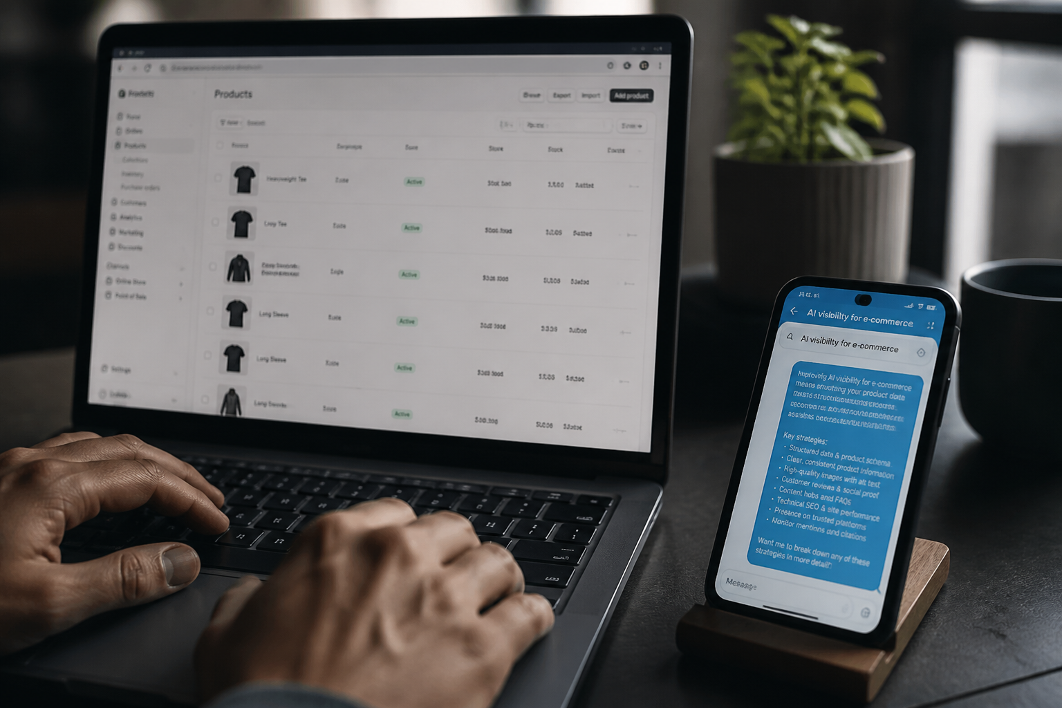 Editorial photograph illustrating: How a small Shopify store can rank in ChatGPT (David-vs-Goliath playbook)